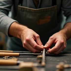Fishing expert assembling custom rod