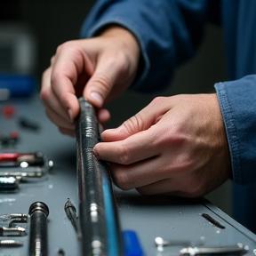 Technician repairing a fishing rod