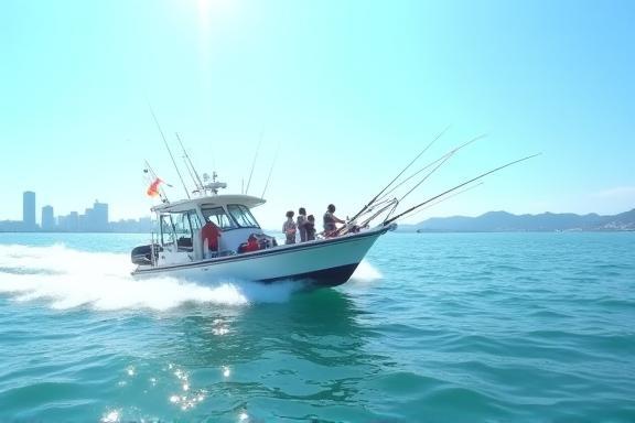Fishing boat with group in Yokohama Bay